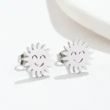 Stainless Steel Zon Oorstekers – Smiley Sun Studs Goud/Zilver