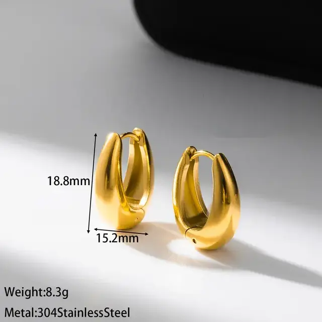 Stainless Steel Two Tone Oorringen Klein – Oval Hoops Goud/Zilver