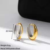 Stainless Steel Two Tone Oorringen Medium – Oval Hoops Goud/Zilver