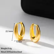 Stainless Steel Two Tone Oorringen Medium – Oval Hoops Goud/Zilver