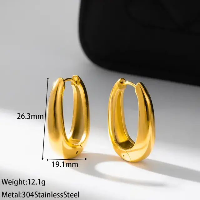 Stainless Steel Two Tone Oorringen Groot – Oval Hoops Goud/Zilver