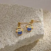 Stainless Steel Oorstekers Zee Bedels – Dancing Studs Vis Zeepaardje Kreeft Hamsa