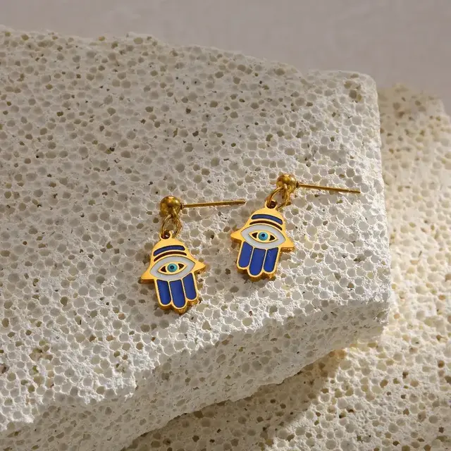 Stainless Steel Oorstekers Zee Bedels – Dancing Studs Vis Zeepaardje Kreeft Hamsa