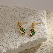 Stainless Steel Oorstekers Zee Bedels – Dancing Studs Vis Zeepaardje Kreeft Hamsa