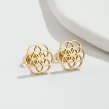 Stainless Steel Bloem Oorstekers Open – Mandala Flower Studs Goud/Zilver