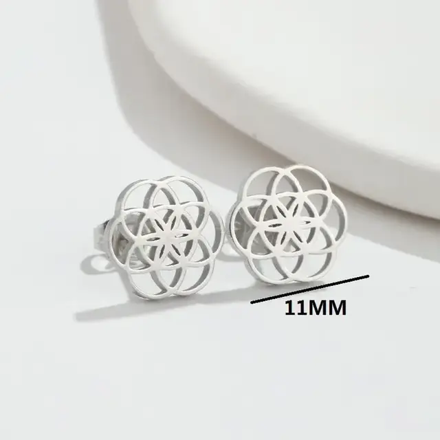 Stainless Steel Bloem Oorstekers Open – Mandala Flower Studs Goud/Zilver