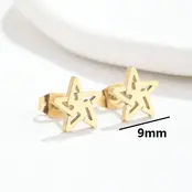 Stainless Steel Ster Oorstekers Open – Trendy Star Studs Goud/Zilver