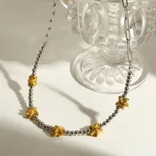 Stainless Steel Ketting Zeester met Kralen – Two Tone Beach Ketting Waterproof