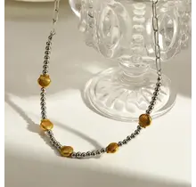 Stainless Steel Ketting Schelp met Kralen – Two Tone Beach Ketting Waterproof