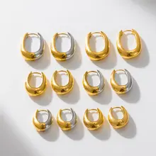 Stainless Steel Two Tone Oorringen Groot – Oval Hoops Goud/Zilver