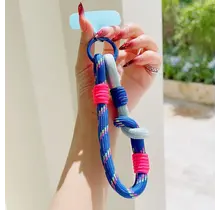 Telefoonkoord Kleurrijk – Trendy Phone Strap met Karabijnhaak Rose Blue