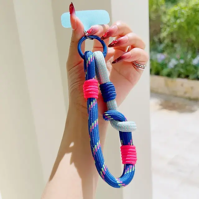 Telefoonkoord Kleurrijk – Trendy Phone Strap met Karabijnhaak Rose Blue