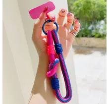 Telefoonkoord Kleurrijk – Trendy Phone Strap met Karabijnhaak Pink Blue