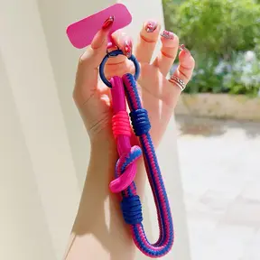 Telefoonkoord Kleurrijk – Trendy Phone Strap met Karabijnhaak Pink Blue