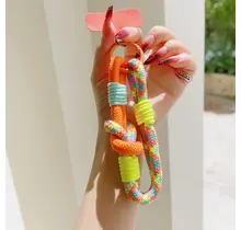 Telefoonkoord Kleurrijk – Trendy Phone Strap met Karabijnhaak Orange