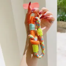 Telefoonkoord Kleurrijk – Trendy Phone Strap met Karabijnhaak Orange