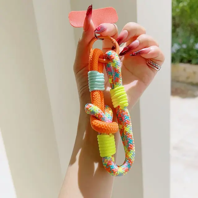 Telefoonkoord Kleurrijk – Trendy Phone Strap met Karabijnhaak Orange