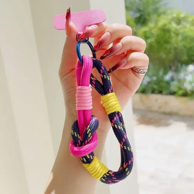 Telefoonkoord Kleurrijk – Trendy Phone Strap met Karabijnhaak Blue Purple