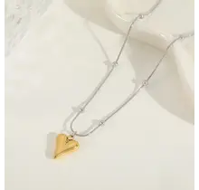 Stainless Steel Hart Ketting Minimalistisch – Two Tone Hanger Ketting