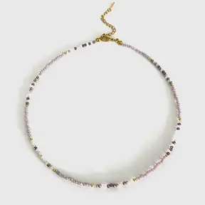 Fijne Kralenketting Lila – Stainless Steel Sluiting – 40+5 cm