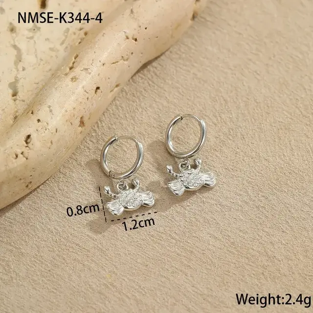 Stainless Steel Oorbellen Krab Bedel met Zirkonia – Goud & Zilver