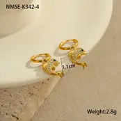 Stainless Steel Oorbellen Dolfijn Bedel met Zirkonia – Goud & Zilver