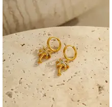 Stainless Steel Oorbellen Palmboom Bedel – Goud & Zilver