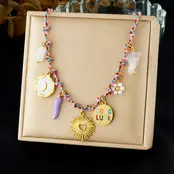 Stainless Steel Bedelketting Multicolor – Good Luck & Zon Bedels – 40 cm + 5 cm Verlenging