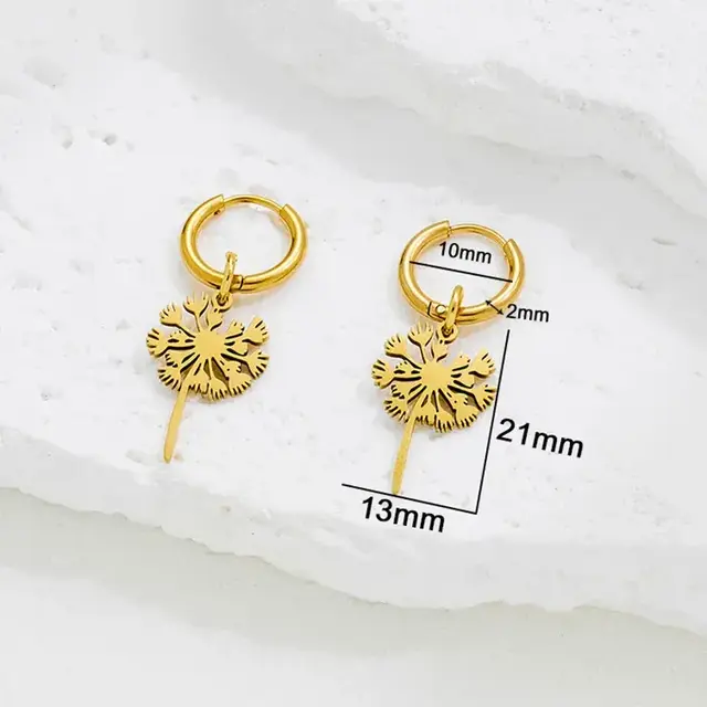 Stainless Steel Oorbellen Dandelion Silhouet – Goud & Zilver