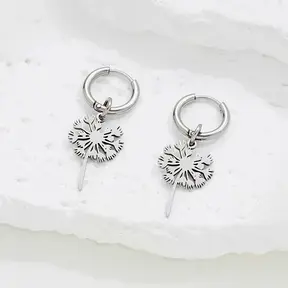 Stainless Steel Oorbellen Dandelion Silhouet – Goud & Zilver