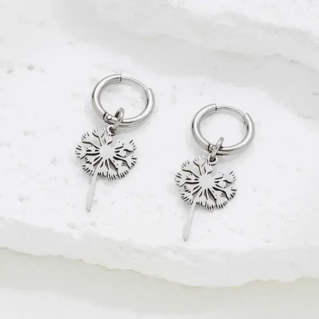 Stainless Steel Oorbellen Dandelion Silhouet – Goud & Zilver