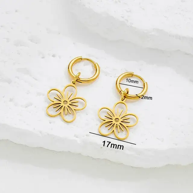 Stainless Steel Oorbellen Open Bloem – Goud & Zilver