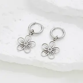 Stainless Steel Oorbellen Open Bloem – Goud & Zilver