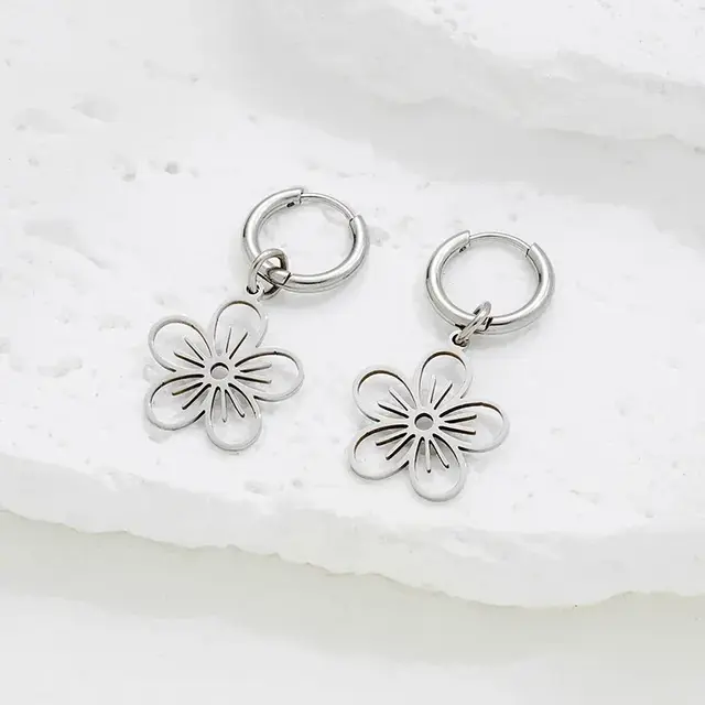 Stainless Steel Oorbellen Open Bloem – Goud & Zilver