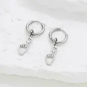 Stainless Steel Oorbellen Hand met Hart – Goud & Zilver