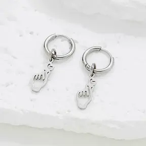 Stainless Steel Oorbellen Hand met Hart – Goud & Zilver