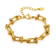 Stainless steel schakel armband goud/zilver – geometrische statement armband