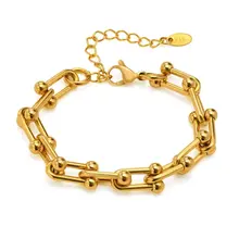 Stainless steel schakel armband goud/zilver – geometrische statement armband
