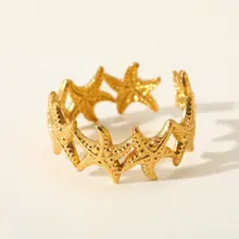 Stainless steel zeester ring goud – verstelbare statement ring