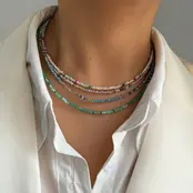 Fijne Kralenketting Mintgroen – Stainless Steel Sluiting – 40+5 cm