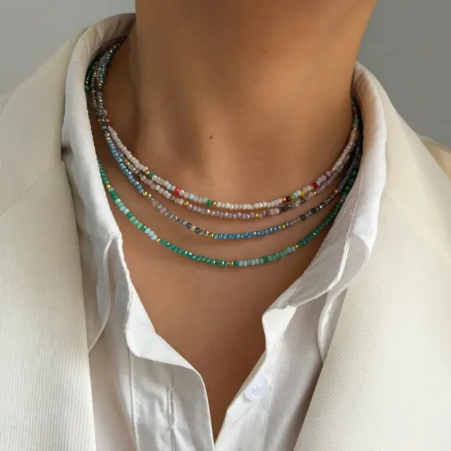 Fijne Kralenketting Mintgroen – Stainless Steel Sluiting – 40+5 cm