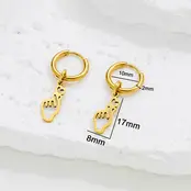 Stainless Steel Oorbellen Hand met Hart – Goud & Zilver