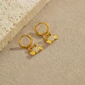 Stainless Steel Oorbellen Krab Bedel met Zirkonia – Goud & Zilver