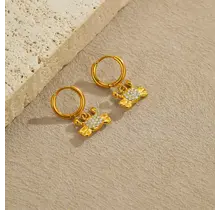 Stainless Steel Oorbellen Krab Bedel met Zirkonia – Goud & Zilver