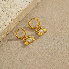 Stainless Steel Oorbellen Krab Bedel met Zirkonia – Goud & Zilver