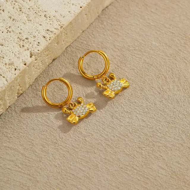 Stainless Steel Oorbellen Krab Bedel met Zirkonia – Goud & Zilver