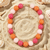 Stainless steel kralenketting roze oranje pastel – zomerse statement ketting