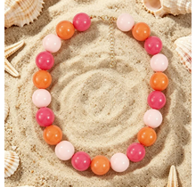 Stainless steel kralenketting roze oranje pastel – zomerse statement ketting