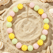 Stainless steel kralenketting geel groen roze pastel – vrolijke zomerse ketting