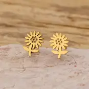 Stainless Steel Oorstuds Bloem – Goud- en Zilverkleurig